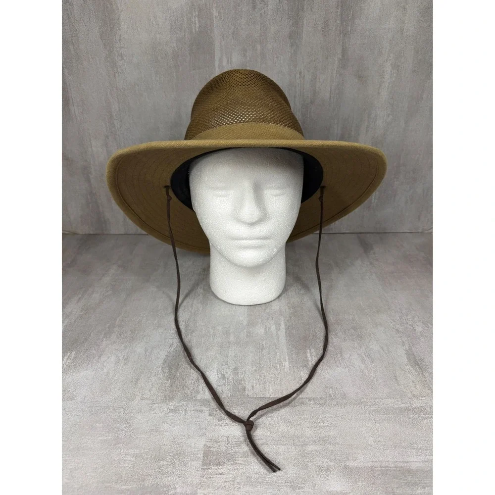 Henschel Hat Co Breezer Mesh Safari Sun Hat Tan Cotton Mens XL Adjustable Cord